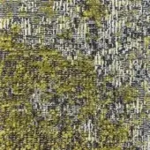 Moroso Nembro fabric A7059, olive-yellow woven texture with off-white and gray vertical lines, dense nubby pile construction.