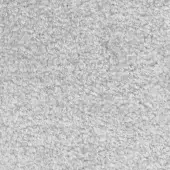 Looped pile fabric, light gray, plush texture with subtle irregularities and dark flecks; matte finish, textile sample labeled “Moroso yeti crystal water”.