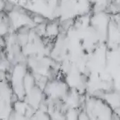 Carrara white marble texture with dense grey veining, displaying a polished finish and organic pattern of varied line thickness.