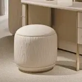 Distinguished Turri Roma ottoman with light beige textile upholstery and geometric stitched vertical lines crafted in Italy