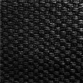 Black woven textile with dense, irregular pattern; synthetic fabric sample displaying a matte finish and subtle thread variations.