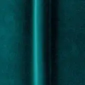 Teal fabric sample with metallic sheen, featuring a vertical fold and smooth woven texture against a dark background.