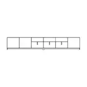 Modular cabinet, dark finish, rectangular form with six sections; four with vertical drawer pulls, text “milano – size c” below.