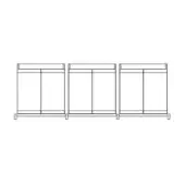 Modular shelving units black line drawing, rectangular frames with vertical divisions, minimalist design against a white backdrop.