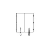 Display stand, white matte finish, rectangular panel with black vertical line and triangular legs, minimalist geometric design, studio lighting.