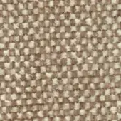 Woven fabric texture, medium-brown and beige tones, repeating stylized star pattern in horizontal rows, dense nubby weave, “elite 285”.