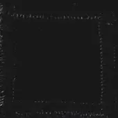 Textured square frame with fibrous edges against a black background, displaying a monochromatic gray scale and uneven, distressed aesthetic.