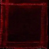 Red fabric swatch with frayed edges and off-white stitching against a dark gradient background, labeled “elite 307”.