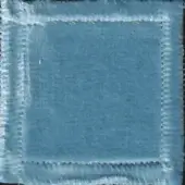 Fabric swatch in muted blue-gray with textured surface, framed by raw-edged border and labeled “elite 307” in sans-serif font.