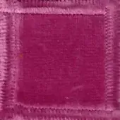 Magenta velvet fabric sample with fringed edges, dense pile, and uniform nap; label reads “swan > fabric (elite) > elite 307”.