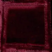 Burgundy velvet fabric swatch with short pile texture, framed by dark stitching, displaying imprinted text “swan > fabric (elite) > elite 307 29”.