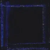Textured blue frame surrounds black space, featuring vertical stroke patterns and varied color intensity, with “swan > fabric” text overlay.
