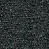 Dark gray looped pile fabric texture with short, curled fibers and a matte finish, featuring a single reddish-brown thread detail.