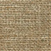 Jute textile texture with beige, tan, and gray variegated tones, displaying a dense, irregular horizontal and vertical weave pattern.