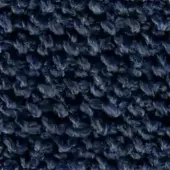 Navy blue looped knit fabric texture with dense, short pile and subtle tonal variations, displaying a thick, plush and opaque surface.