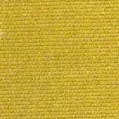Mustard yellow fabric sample with a dense, rectilinear weave and matte finish; a dark green tag displays “swan > fabric (f) > f 952”.
