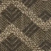 Beige and brown geometric fabric swatch with interlocking diamond weave, coarse texture, and subtle sheen, likely jute or linen blend.