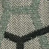 Woven fabric texture features green, gray, and black chevron pattern with a diagonal dark stripe; code g 465.