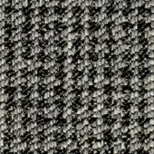 Gray woven fabric texture displays a dense, irregular pattern of raised squares, with heathered tonal variations and a multi-directional weave.