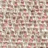 Woven tweed-like fabric sample in pale beige and muted rose pink, featuring a dense grid pattern with nubby yarns and a matte finish.