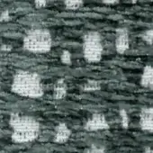Swan patterned fabric swatches in gray tones display woven texture, repeating motifs, and text labels against a dark, neutral backdrop.