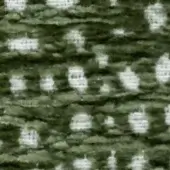 Repeating pattern of creamy white, rounded shapes on dark green background, textile texture, horizontal rows, diffused lighting.