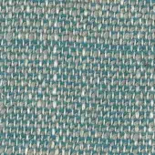 Striped fabric sample with light beige and teal blue bands, dense weave texture, matte finish, horizontal stripes, white label reading "swan > fabric (h) > h 619".