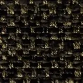 Dark charcoal tweed fabric texture with muted gold threads, dense irregular weave, visible knots, and a grid pattern; label reads "swan > fabric (h) > h 629."