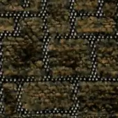 Fabric swatch with grid pattern in brown and beige, featuring white lines and a woven texture, labeled “swan > fabric (h) > h 639”.