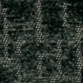 Dark green fabric swatch with off-white grid pattern, dense woven texture, subtle foliage-like background, product code ‘h 639’ visible.