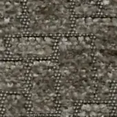 Beige and brown tweed fabric swatch with a grid pattern, exhibiting a dense, granular texture and subtle dark line intersections.