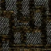 Woven fabric texture with dark brown, black, and white checkered blocks; rough nubby threads and a tight, crisp weave.