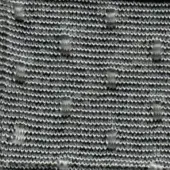 Gray knit fabric with horizontal ribbing and light gray spots, displaying a subtle sheen and fuzzy texture; label reads “swan > fabric (super) > super 238”.