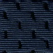 Blue woven textile with horizontal and vertical bands, displaying a repeating pattern and subtle looped texture; includes “super 238” text.