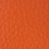 Synthetic leather texture sample, orange-red color, repeating pebble pattern with diamond indentations and a raised, irregular surface.