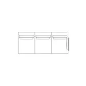 Modular cabinets line drawing, white background, rectangular form, minimalist design, centered pulls, vertical handle detail.