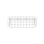 Capitonne sofa, black and white line drawing, three-seater with tufted cushions, square armrests, rectangular low-profile design.