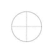 Circular graphic with intersecting solid and dashed black lines on a white background, divided into four equal quadrants.