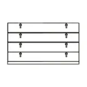 Shelving unit diagram, black lines, four horizontal shelves with vertical rectangular supports, minimalist geometric design, “california – size c” text.
