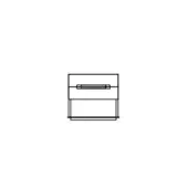 Nightstand schematic drawing, black lines on white, rectangular form with drawer and horizontal handle, technical illustration.