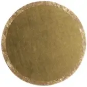 Rugiano Sama rug – ochre, circular shape, muted ochre field, sandy-beige border, textured surface, concentric circles, hand-finished quality.