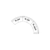 Architectural drawing of three curved wall segments labeled “EL 240” and “EL 242/D” with ribbed texture in black lines on white.