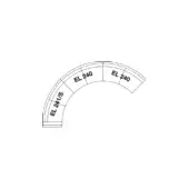 Modular seating section in light concrete, curved arc shape with three rectangular segments labeled “EL 241/S” and “EL 240”, minimalist design.