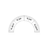 Ventilation ductwork schematic, light gray and black lines, curved rectangular segments labeled “EL 240”, “EL 241/S”, and “EL 242/D” on white background.