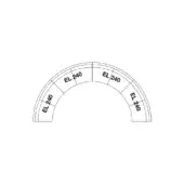 Architectural diagram of a curved semi-circular structure composed of labeled rectangular blocks, rendered in monochromatic white and black.