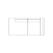 Modular sofa line drawing, black and white, rectangular form with three vertical elements, product name “host modular – size a dx” above.