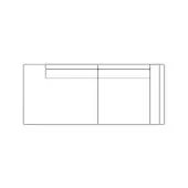 Modular sofa line drawing, black on white, showing a three-section corner design with a narrow armrest on the right side.