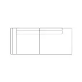 Modular sofa line drawing, black on white, rectangular and L-shape sections with raised backrest, labeled “host modular – size b sx”.
