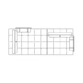 Modular sectional sofa, neutral quilted fabric, grid-pattern cushions, chaise lounge, corner configuration, rectangular table, contemporary design.