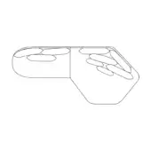 Modular seating composition, line drawing, white background, geometric forms, rounded and hexagonal elements, recessed cushion areas, adaptable design.